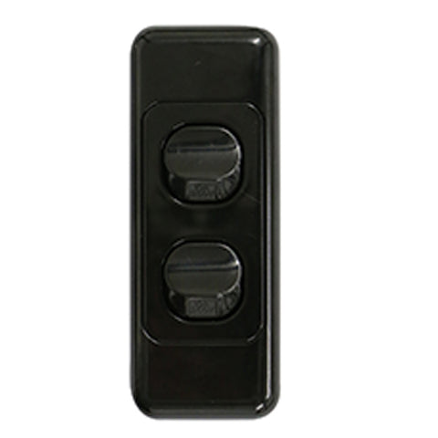 2 Gang  - Architrave Switch - Black