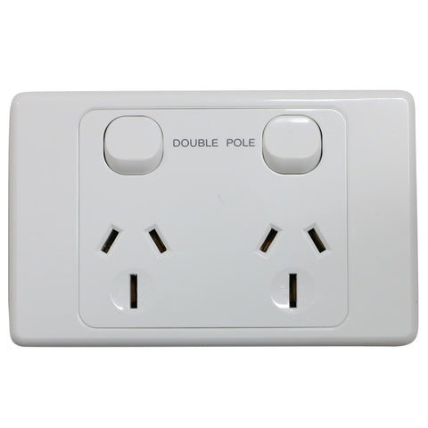 Double 15Amp Powerpoint / GPO Outlet - DOUBLE POLE