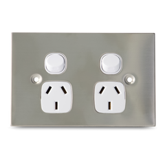 Stainless Steel - Double 10Amp Powerpoint / GPO Outlet