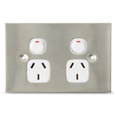 Stainless Steel - Double 10Amp Powerpoint / GPO Outlet
