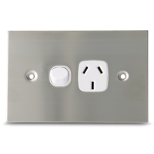 Stainless Steel - Single 10Amp Powerpoint / GPO Outlet