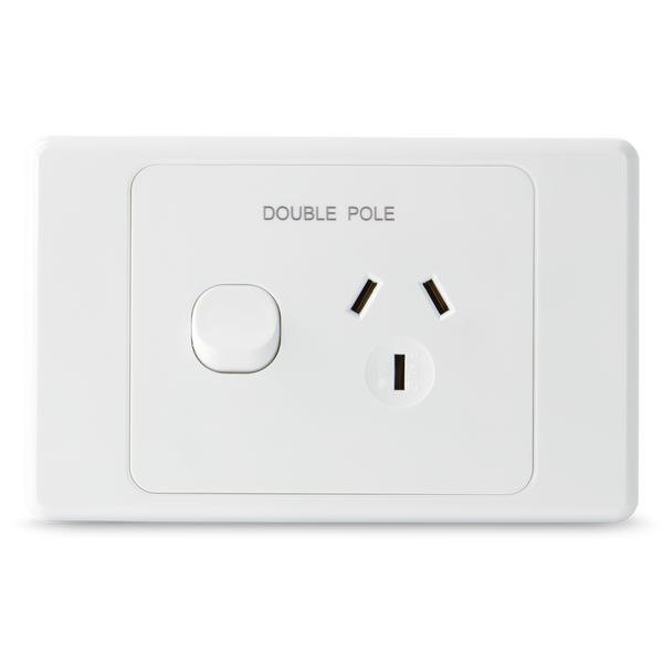 Single 10Amp Powerpoint / GPO Outlet - DOUBLE POLE