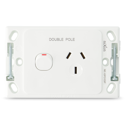 Single 10Amp Powerpoint / GPO Outlet - DOUBLE POLE