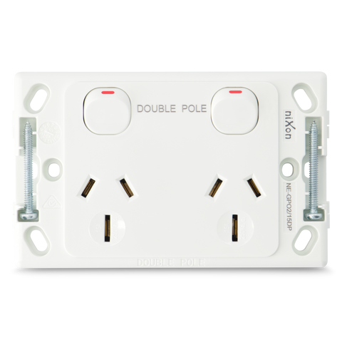 Double 15Amp Powerpoint / GPO Outlet - DOUBLE POLE