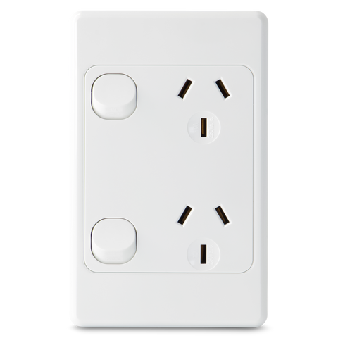 Double 10Amp Powerpoint / GPO Outlet - Vertical