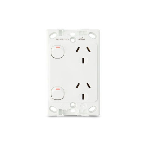 Double 10Amp Powerpoint / GPO Outlet - Vertical