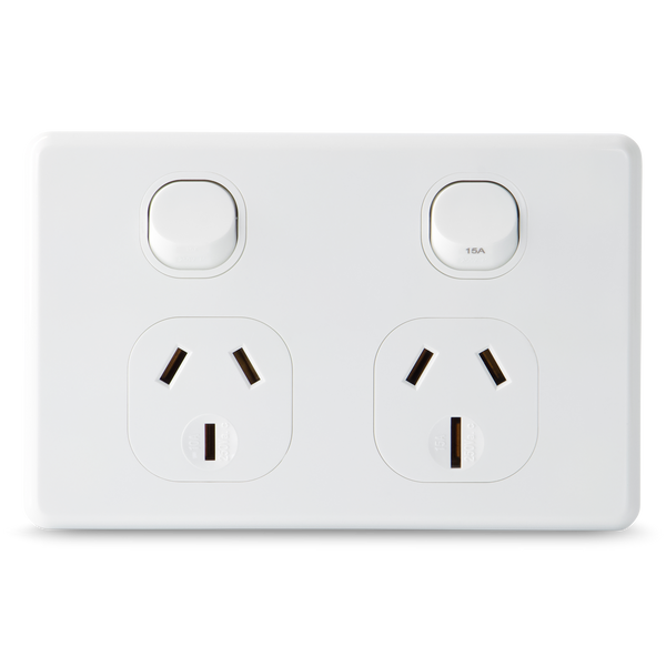 Classic Double 10Amp + 15Amp Powerpoint / GPO Outlet