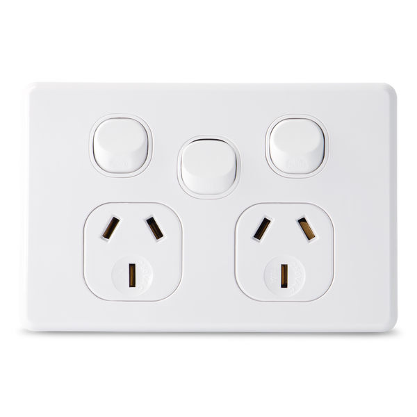 SLIM - Double with extra switch 10Amp Powerpoint / GPO Outlet