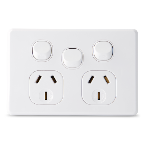 SLIM - Double with extra switch 10Amp Powerpoint / GPO Outlet