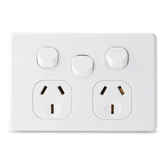 SLIM - Double with extra switch 10Amp Powerpoint / GPO Outlet