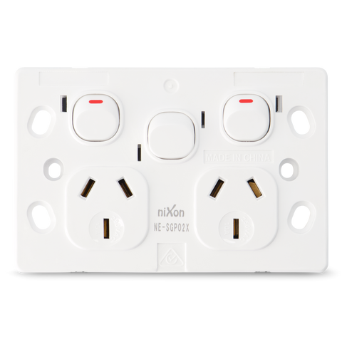 SLIM - Double with extra switch 10Amp Powerpoint / GPO Outlet