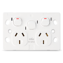 SLIM - Double with extra switch 10Amp Powerpoint / GPO Outlet
