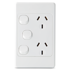Double 10Amp Powerpoint with Extra Switch / GPO Outlet - Vertical