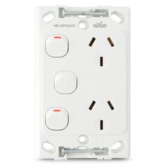 Double 10Amp Powerpoint with Extra Switch / GPO Outlet - Vertical