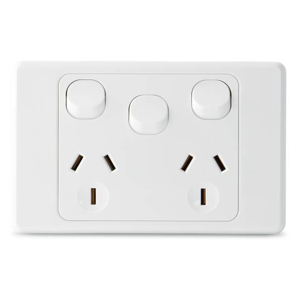 Double 10Amp Powerpoint / GPO Outlet with extra Switch