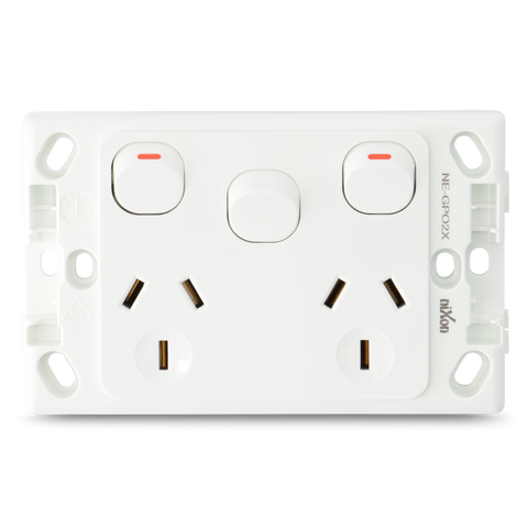 Double 10Amp Powerpoint / GPO Outlet with extra Switch