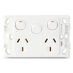 Double 10Amp Powerpoint / GPO Outlet with extra Switch