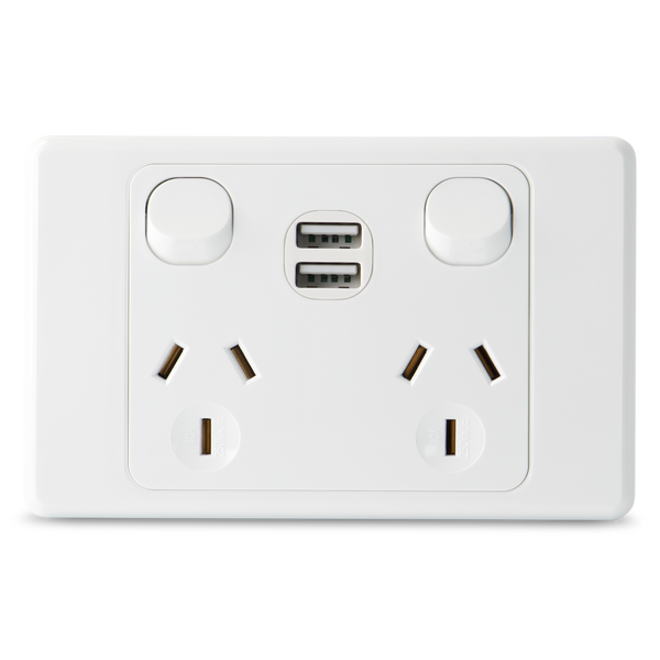 Original Double 10Amp Powerpoint with Double Powered USB 2.1AMP