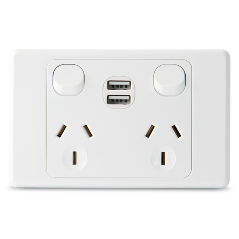 Original Double 10Amp Powerpoint with Double Powered USB 2.1AMP