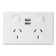 Original Double 10Amp Powerpoint with Double Powered USB 2.1AMP