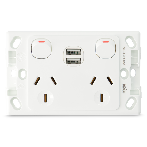 Original Double 10Amp Powerpoint with Double Powered USB 2.1AMP