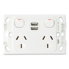 Original Double 10Amp Powerpoint with Double Powered USB 2.1AMP