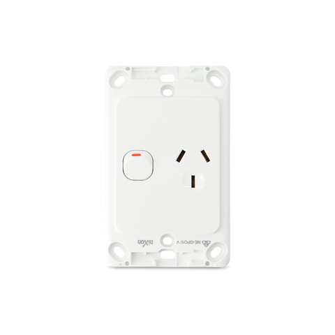 Single 10Amp Powerpoint / GPO Outlet - Vertical