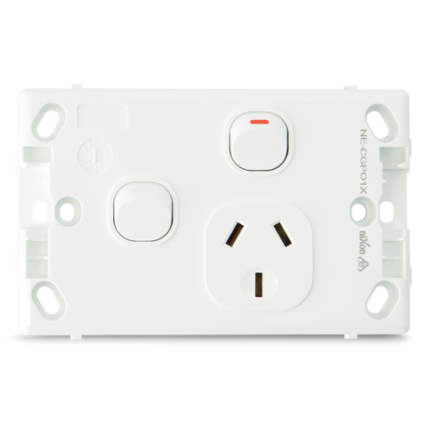 Classic Single 10Amp Powerpoint / GPO Outlet with extra Switch