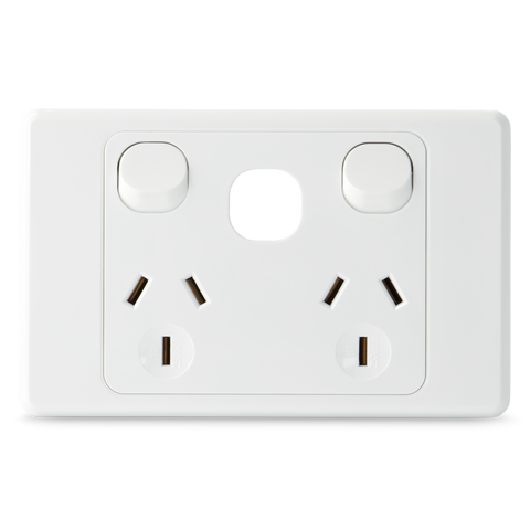 Double 10Amp Powerpoint / GPO Outlet with Provision for extra Switch