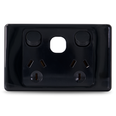 Double 10Amp Powerpoint / GPO Outlet with Provision for extra Switch - Black