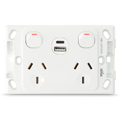 Original Double 10Amp Powerpoint with Double Type A+C Powered USB 2.1AMP