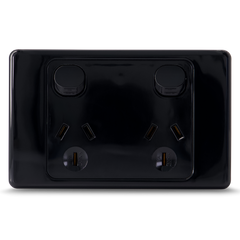 Double 10Amp Powerpoint / GPO Outlet - Black