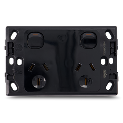 Double 10Amp Powerpoint / GPO Outlet - Black