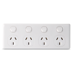 QUAD 10Amp Powerpoint / GPO Outlet - Double Pole - WHITE