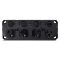 QUAD 10Amp Powerpoint / GPO Outlet - Double Pole - BLACK