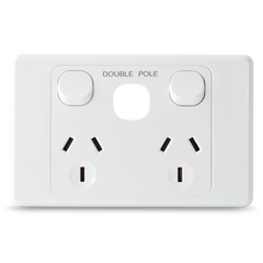 Double 10Amp Powerpoint / GPO Outlet with Provision for extra Switch - Double Pole