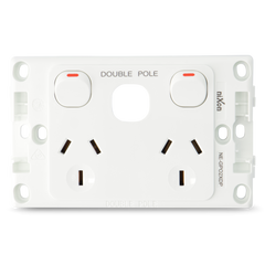 Double 10Amp Powerpoint / GPO Outlet with Provision for extra Switch - Double Pole