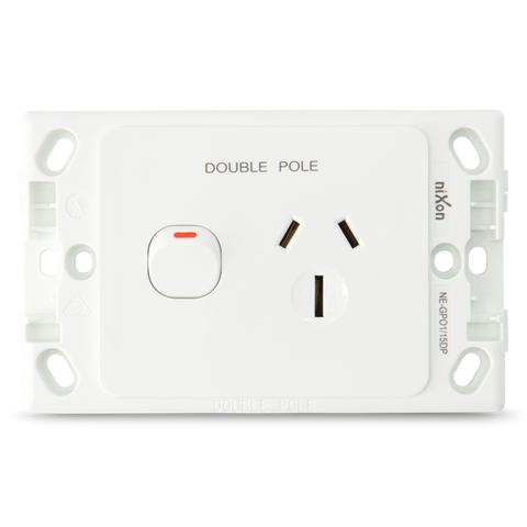 Single 15Amp Powerpoint / GPO Outlet - DOUBLE POLE