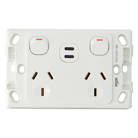 Original Double 10Amp Powerpoint with Double Type C Powered USB 2.1AMP
