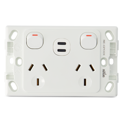 Original Double 10Amp Powerpoint with Double Type C Powered USB 2.1AMP