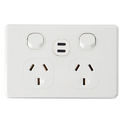Classic Double 10Amp Powerpoint with Double Type C Powered USB 2.1AMP