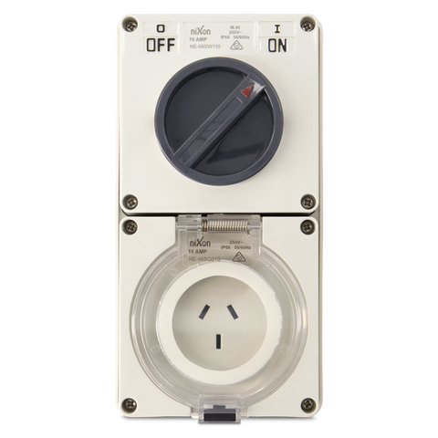 3PIN 10AMP - Combination Switched Socket Outlet - FLAT PINS