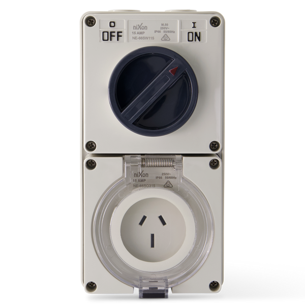 3PIN 15AMP - Combination Switched Socket Outlet - FLAT PINS