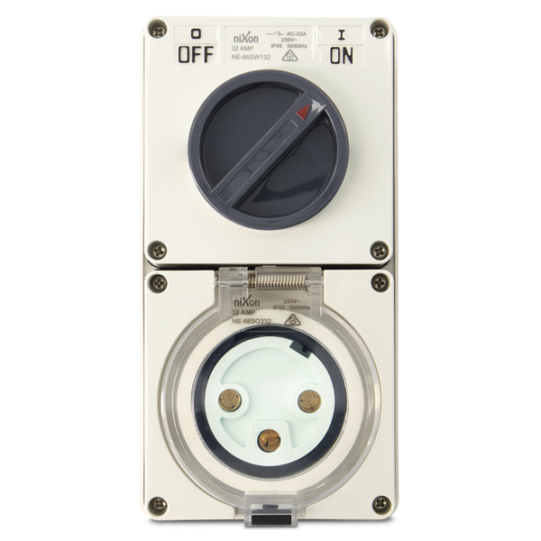 3PIN 32AMP - Combination Switched Socket Outlet - ROUND PINS
