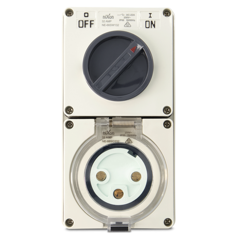 3PIN 32AMP - Combination Switched Socket Outlet - ROUND PINS
