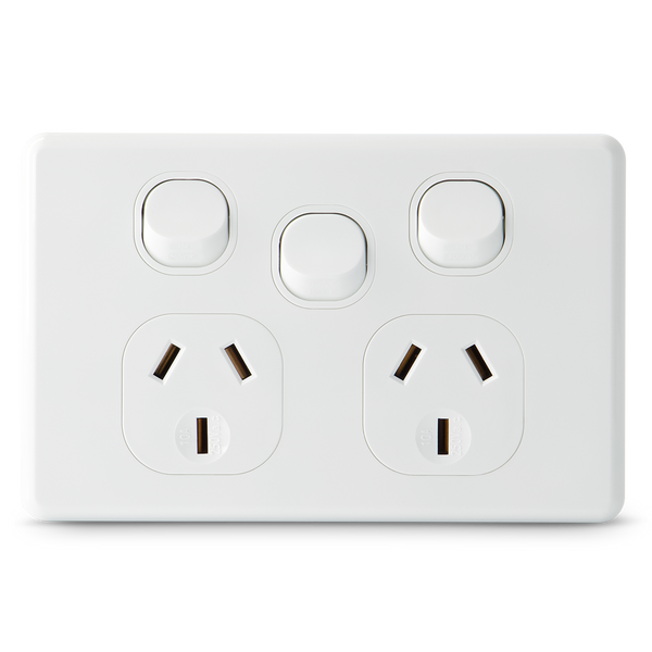 Classic Double 10Amp Powerpoint / GPO Outlet with extra Switch