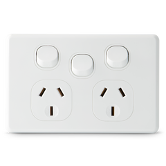 Classic Double 10Amp Powerpoint / GPO Outlet with extra Switch