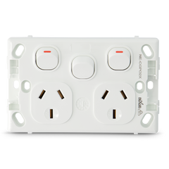 Classic Double 10Amp Powerpoint / GPO Outlet with extra Switch