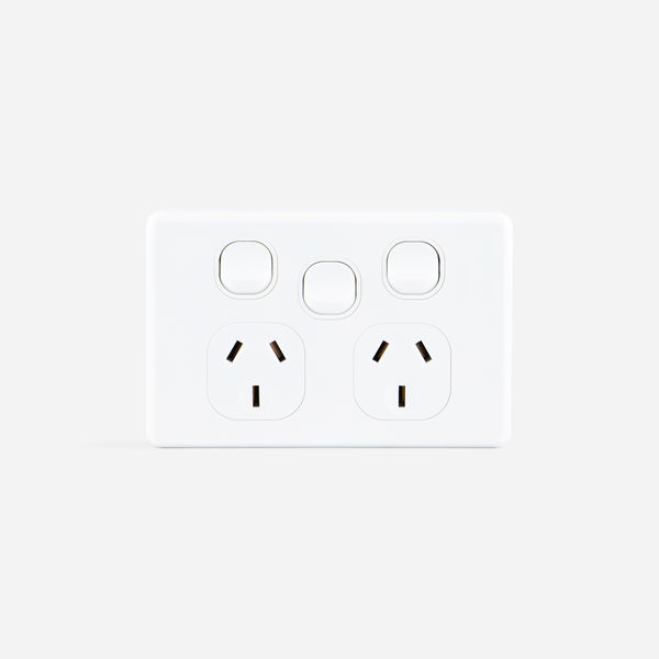 Classic Double 10Amp Powerpoint / GPO Outlet with extra Switch