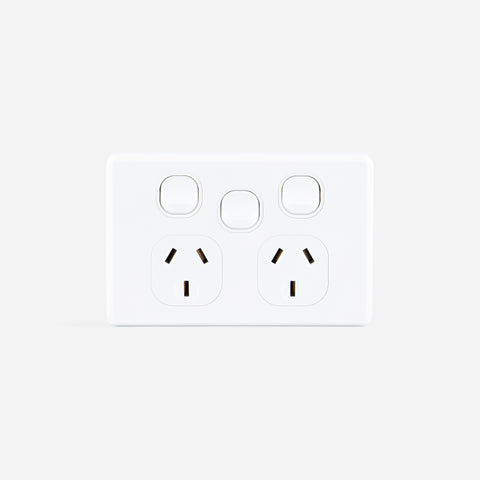 Classic Double 10Amp Powerpoint / GPO Outlet with extra Switch